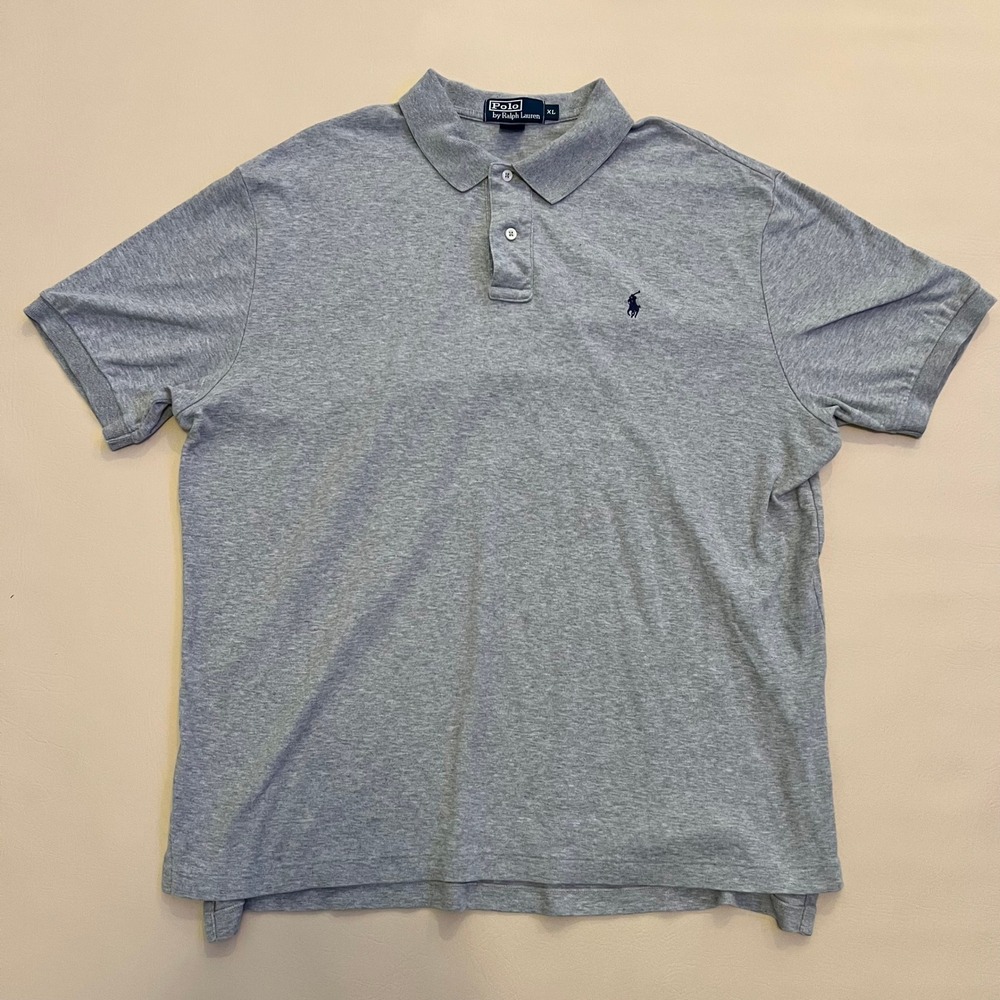 Polo Ralph Lauren Mens Gray Polo Shirt XL Classic Fit Short Sleeve